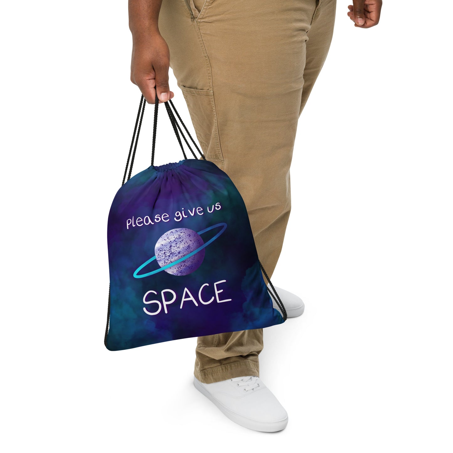 Please give us space Drawstring bag