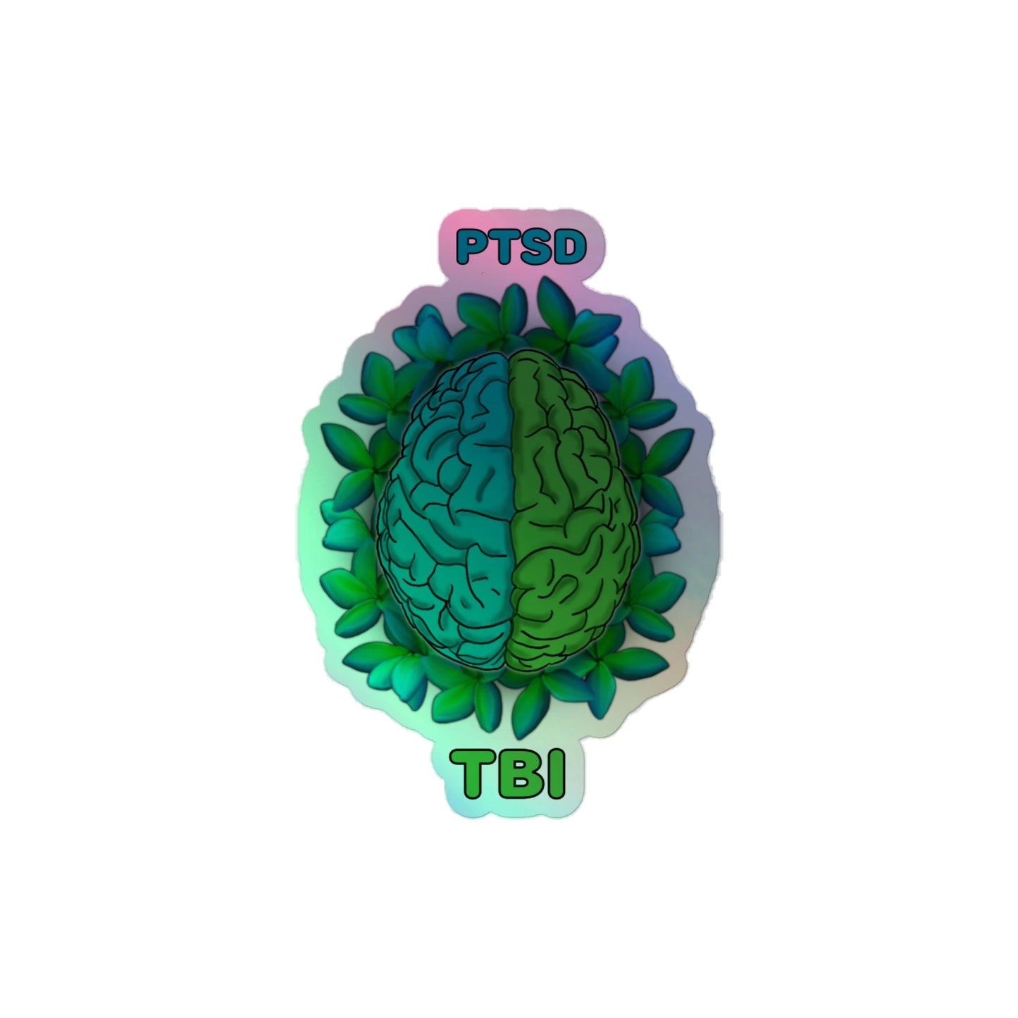 PTSD And TBI brain Holographic stickers